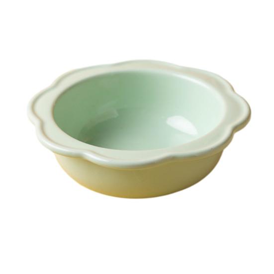Baizihuahu Pet Ceramic Bowl with Flower Lace, Stable Base Acrylic Stand, Anti-Tip Design Dish for Cats And Dogs Food Water