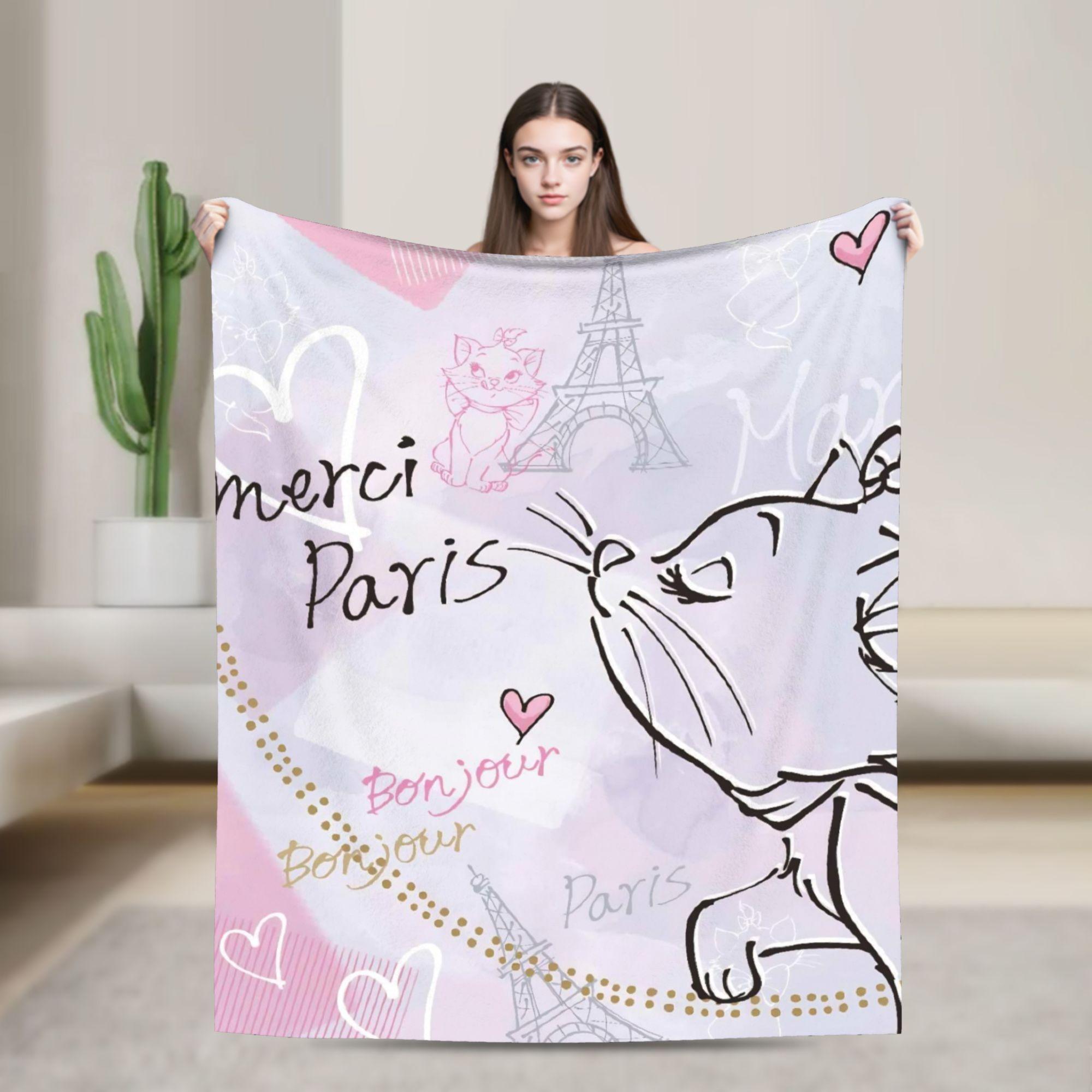 

The Aristocats Marie Cats Paris Blanket Cover Cartoon Plush Throw Blanket Bed Sofa Decoration Soft Warm Bedspreads Breathable 30x40in