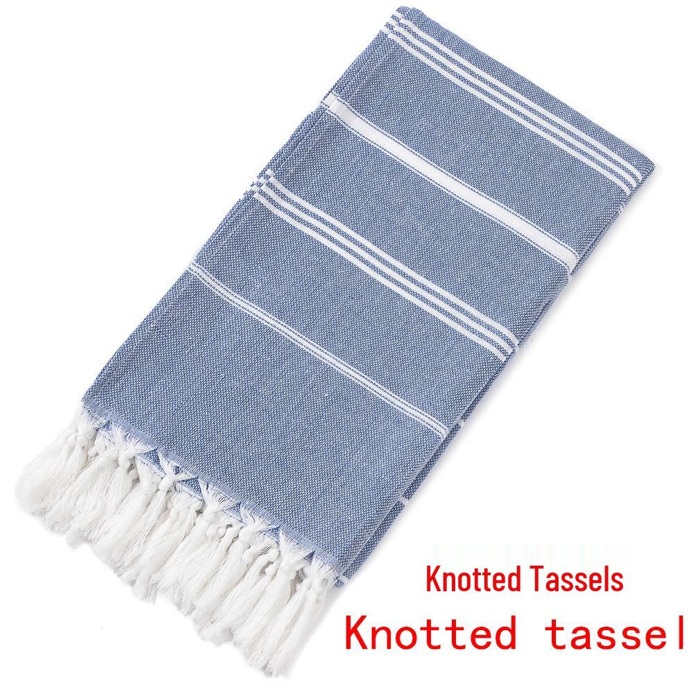 Custom Pure Cotton Turkish Striped Beach and Sauna Towel with Non-Stick Sand and Tassels for Adults
