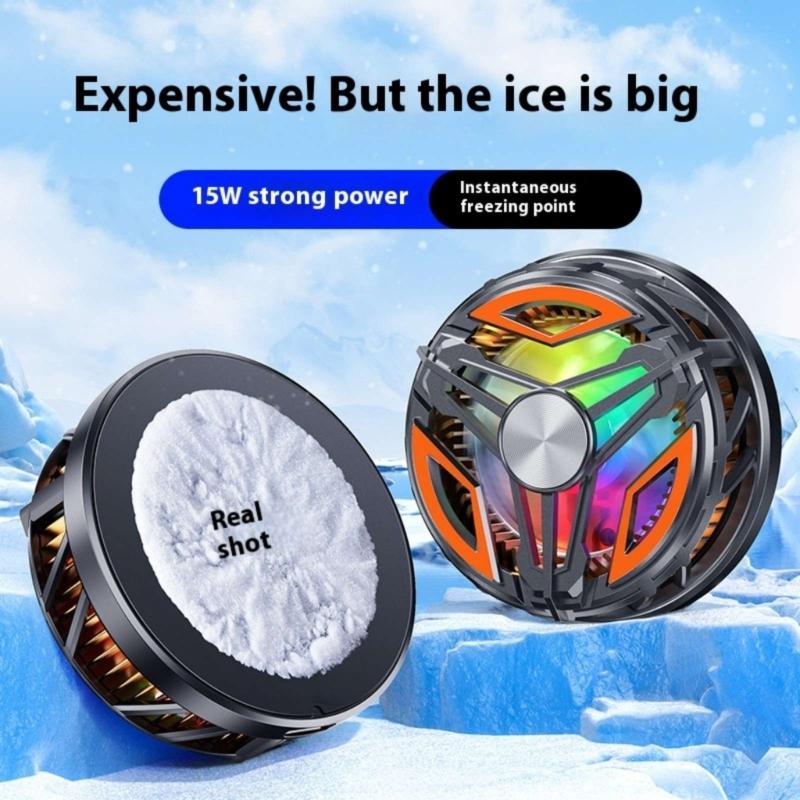15W Rapid Cooling System Magnetic Back Clip Design Lighting Semiconductor Phone Coolers Device for Smartphones
