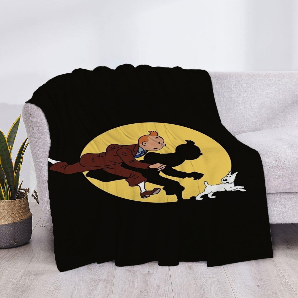 

for Tintin Sofa Blanket Plaid Luxury Cover Fluffy Soft Blankets & Throws Throw Knee Microfiber Star H Anime Child Cute Home 40x50in