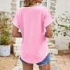 Women's Fashion Solid Color Round Neck Loose Short Sleeved Pullover T-shirt Top