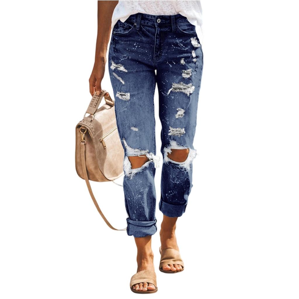 Women's Jeans Slim Hole Stretch Women's Jeans Trousers Women Pants