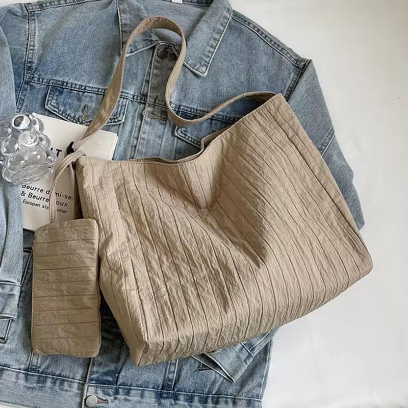 

Canvas Tote Bags Purse for Women Soft Foldable Shoulder Handbags with Coin Purse Casual Commuter Shopper Tote Bags ARI 42x14x31cm