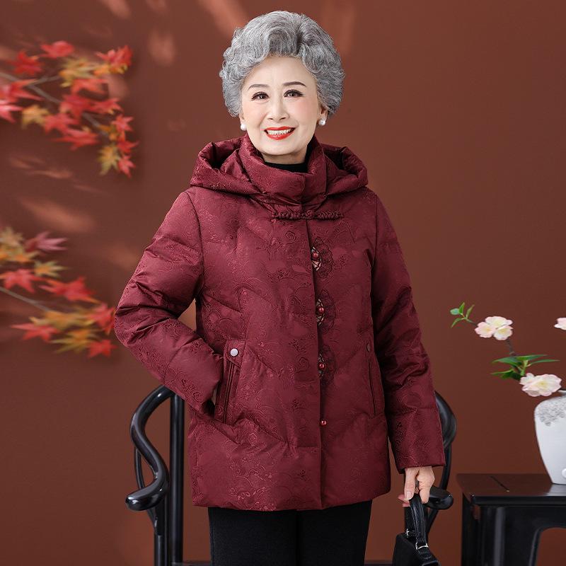 

Retro Embroidered Red Winter Jacket for Elderly Women 5XL [Recommended 140-155 jin]