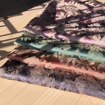 Two-color Embossed Peony Jacquard Fabric Imitation Silk Skin Friendly Cheongsam Cloth DIY for Skirts Pajamas Sewing Hanfu Cloth