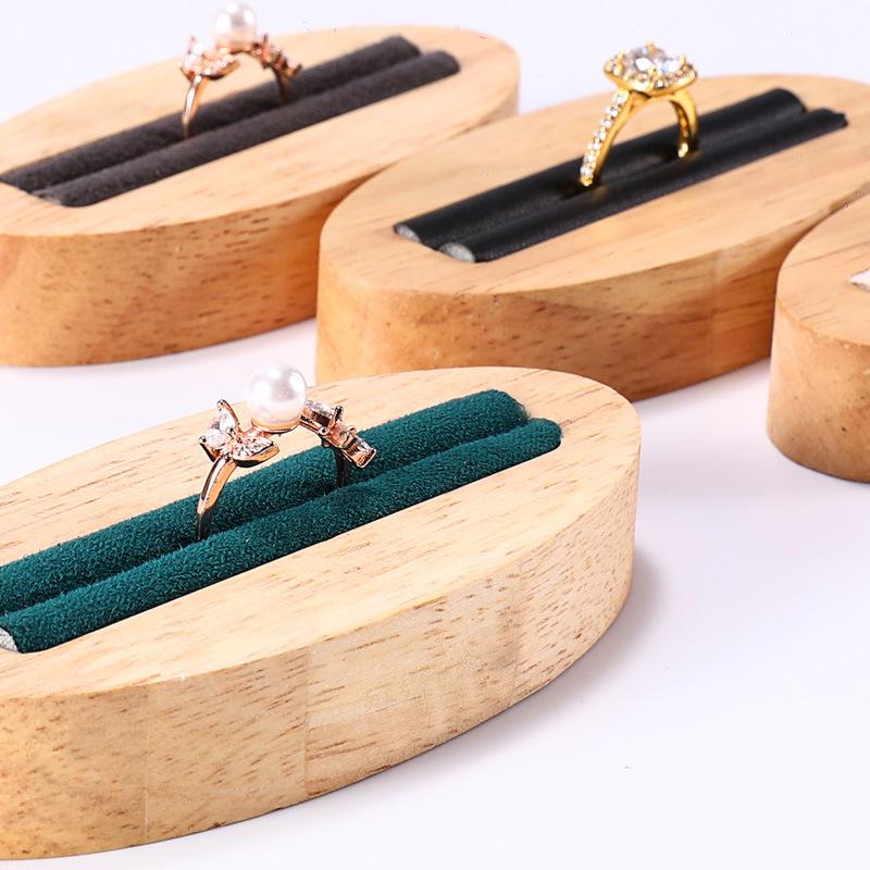 Ring Jewelry Display Tray Solid Wood Oval Pair Ring Jewelry Rack Counter Jewelry Display Props Jewelry Boxes and Packing