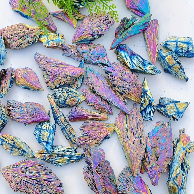 1pc/5pcs Stunning Blue/Purple Aura Flame Feather Stone -Black Kyanite Specimen with Iridescent for Home Decoration And Gift ball