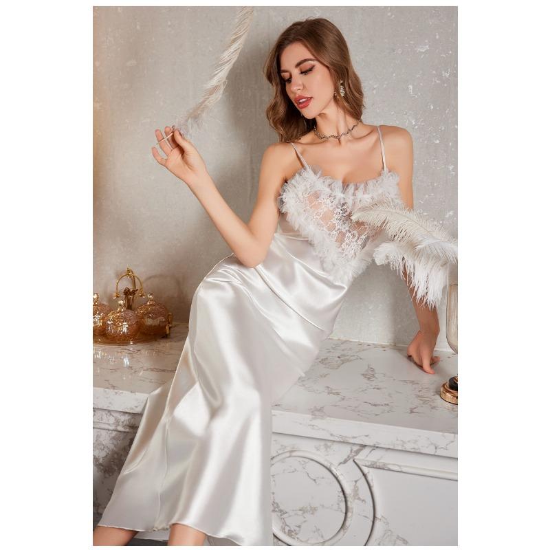 Γυναικεία νέα Luxury Midnight Collection Lace Love Heart Halter Μακρύ νυχτικό Sexy Wind Sleepwear