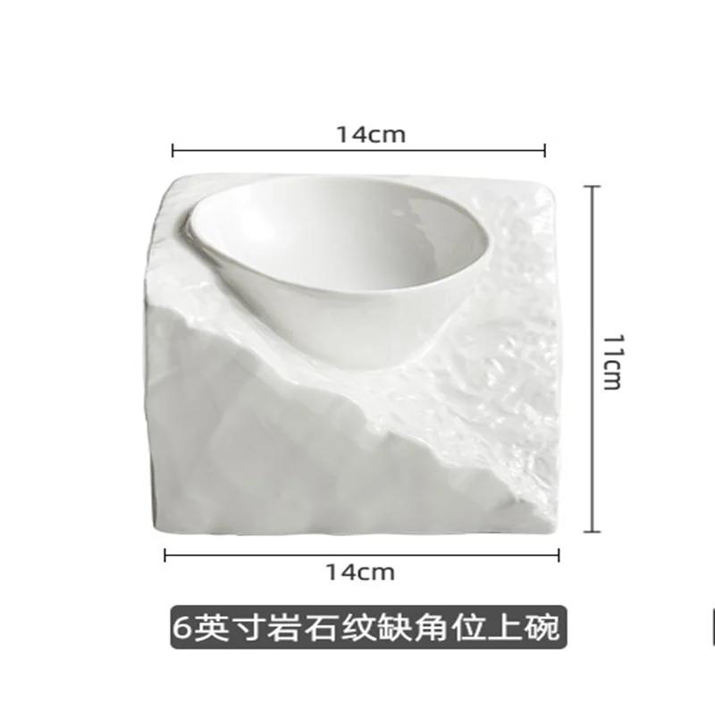 Ceramic Stone Soup Bowl, Salad Bowl, Molecular Cuisine Tableware, Creative Irregular, Artistic Conception Dishes Hotel Features