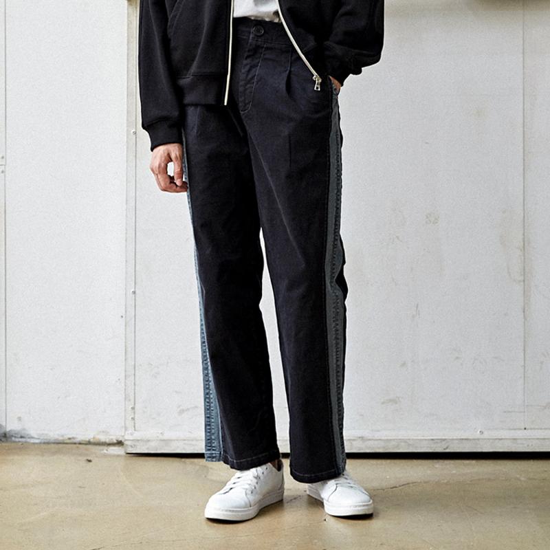 CUSTOMUS Contrast Side Stone Washed Wide Pants Cts23Fwpt941