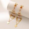 2023 Glamorous Gold Plated Triangle Crystal Heart Tassel Earrings Women For