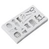 Sewing Tools Silicone Molds Scissors Button Sewing Designer Clothes Fondant Mold Cake Decorating Tools Cupcake Topper Candy Chocolate Gumpaste Mold