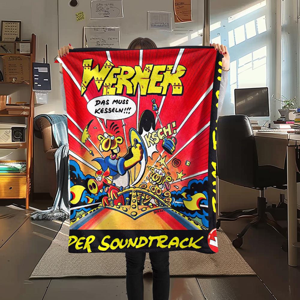 1 Stück Werner Comic-Druck Flanelldecke, Hohe Qualität, Bequem für alle Jahreszeiten, Heimdekoration, Wärme und Komfort, Perfekt für Weihnachtsgeschenke245