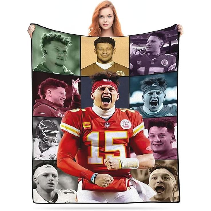 Mahomes Throw Blanket American Football Star Blanket Sports Super Soft Lightweight Comfort Blanket Football Fan Gift (A,50x40inch(125x100cm)) 50x40inch(125x100cm)