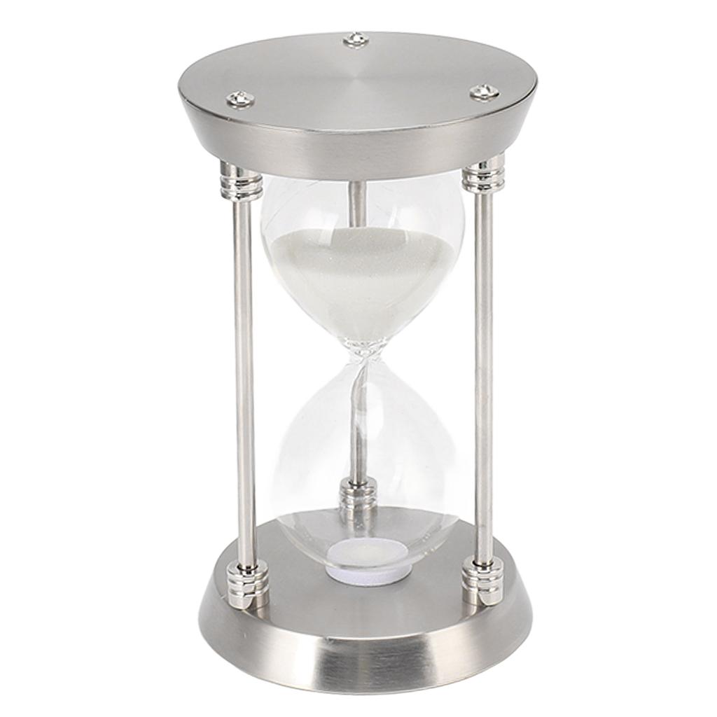 Metal Hourglass Sand Timer Decorative Vintage High Glossy Sand Replaceable Sandglass Clock Silver S