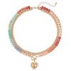 Preppy Aesthetic Beaded Necklace Women Layered Necklace, Heart Pendant Colorful Bohemian Choker Jewelry for Summer Beach Party