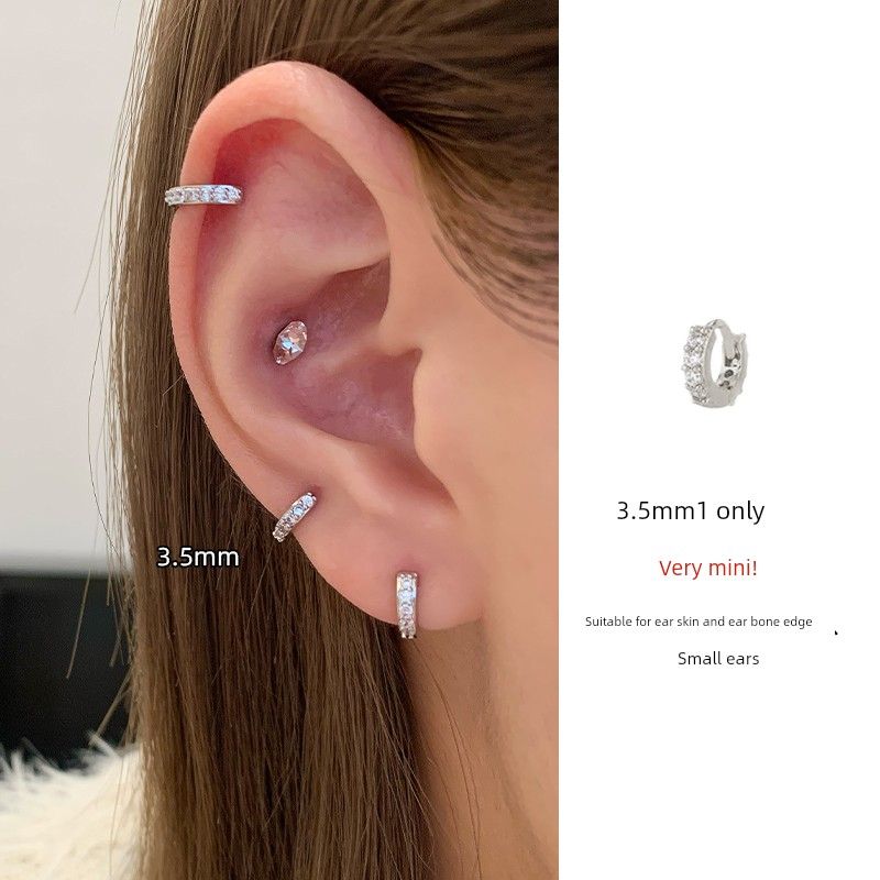 

Ringring Store Mini Ear Bone Studs Sterling Silver Small Earrings Circle Ear Cuff Ear Ring Simple Bracelet Edge Ear Bone Ring Stud Earrings One 3.5mm silver