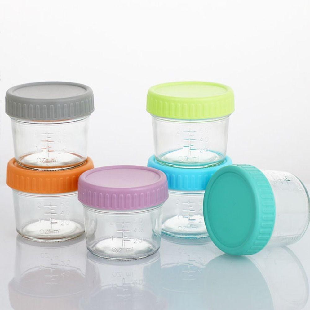 6pcs Glass Baby Food Jar with Scale Salad Dressing Container Multipurpose Dipping Sauce Cup  Honey