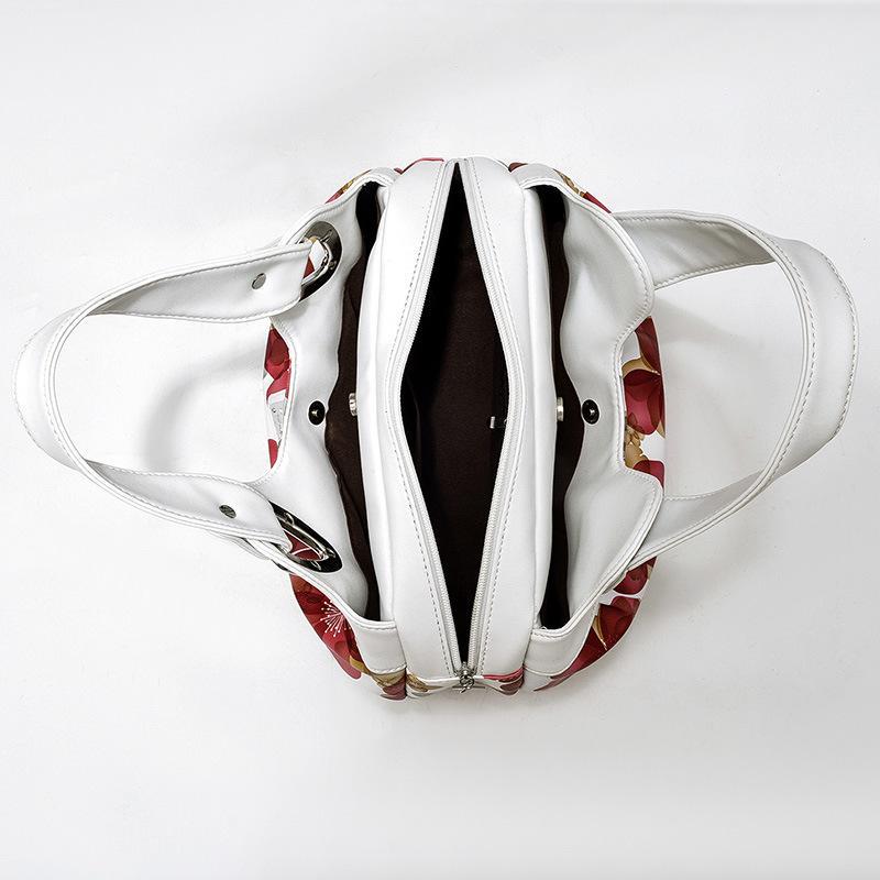 Flower Pu Leather Women Handbag Big Women's Shoulder Bags Famous Brand Design Lady Tote Handbag Colour Printing Crossbody