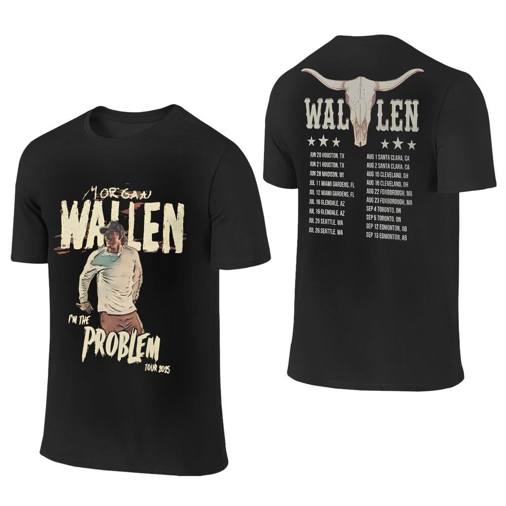 Pánské Dámské Tričko z turné country hudby Morgana Wallena Pokud jsem problém Ležérní trička s kulatým výstřihem Oboustranné Oblečení nadměrných velikostí