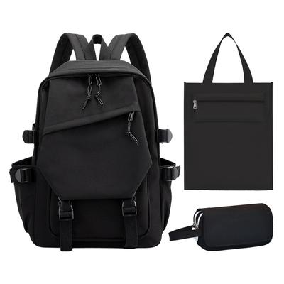 School Bag, Primary School Student Pencil Case, Zipper Tutoring Bag, Three-piece Set, Large Capacity.