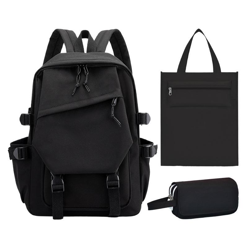 School Bag, Primary School Student Pencil Case, Zipper Tutoring Bag, Three-piece Set, Large Capacity.