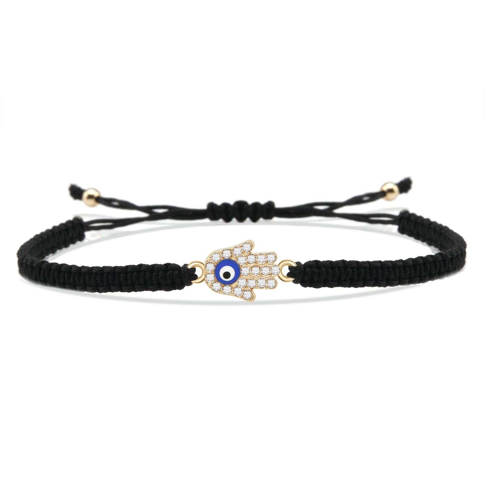 

Красная веревка Сплав цинка Рука Хамсы Амулет от сглаза Браслет Женская мода Фатима Черный шнурок Регулируемые украшения Подарок Marrom Avermelhado