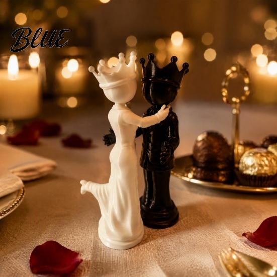 Abstract Chess King Queen Sculptures 1 Pair 3D Printed and Couple Figurines Style Dancing Exquisite Desktop Decor Lovers Statue Romantic Home Decor,