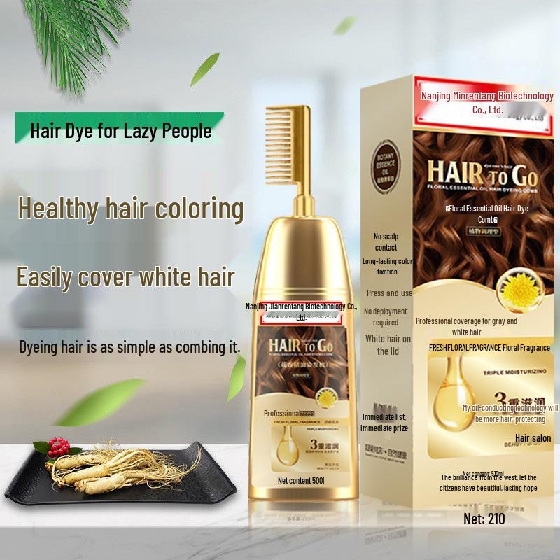 Genuine Floral Essential Oil Hair Dye Cream for Natural Black, Perfect for Elderly, Covers Gray Hair