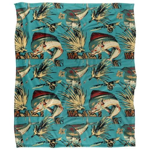 JQ Licensing Jl-Jp-Jq Silky Tiki Flower Fishing Supersoft Blanket