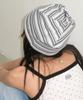 RONRON Stripe Knot Square Beanie Gray