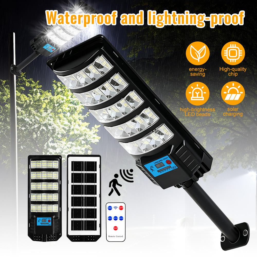 Éclairage public solaire 400W Extérieur, Lumière de sécurité LED à détecteur de mouvement, Télécommande, Éclairage mural solaire étanche pour jardin, cour, sentier