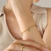 Korean Style Campus Bracelet with Multi-color Zirconia Pendant - Trendy Gold-Plated Titanium Steel Jewelry