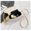 Women's Faux Leather Shell Shaped Shoulder Bag Fashion Pearl Chain Crossbody Mini Purse Trendy Small Handbag