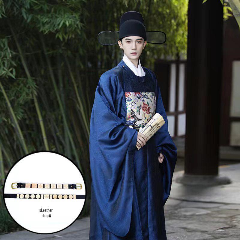 Men's Ming Dynasty Hanfu: First Rank Official Round Neck Robe with Badge.