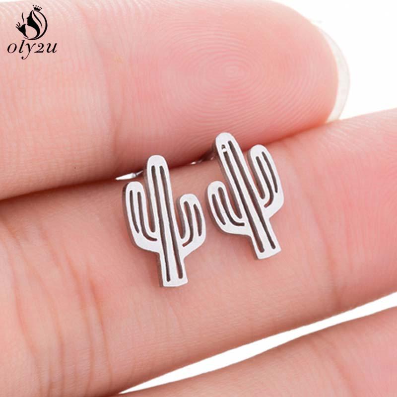 Bohemia Plant Stainless Steel Earrings Women Apple Cherry Leaf Mushroom Flower Stud Earring Piercing Jewelry