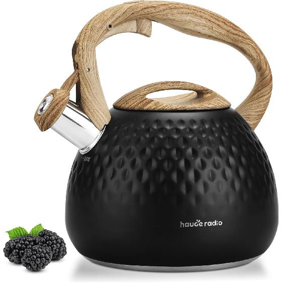 Tea Kettle Stovetop,2.5QT Stainless Steel Whistling Teapot for Stove Top Aesthetic,Portable Water Kettles Camping with Anti-hot Silicone