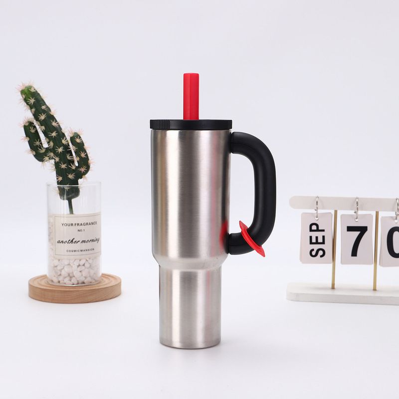 Cross-Border 304 Stainless Steel Handle Car Cup Double-Layer Vacuum Large Capacity Vacuum Cup Macaron Color Ice Cream Cup