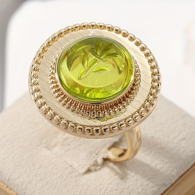 

Fashionable Circular Green Color Inlaid Zircon Ring, Women s Personalized Holiday Party Accessories Zircon 8