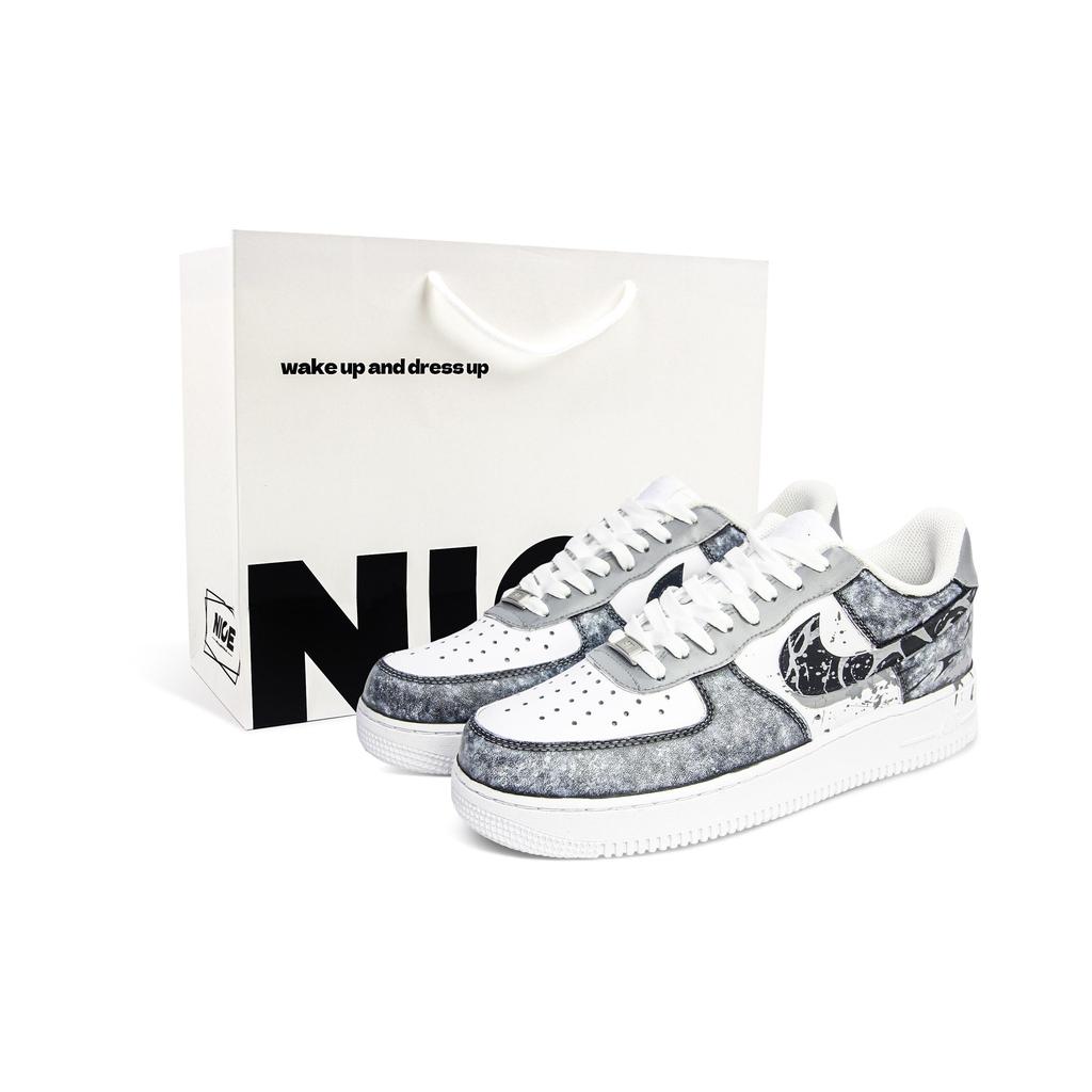 Nike Air Force 1 Abrasion Resistant Abrasion Resistant Low top Skateboard Shoes Unisex Concrete Gray CW2288-111(Team1110-S-BOX)
