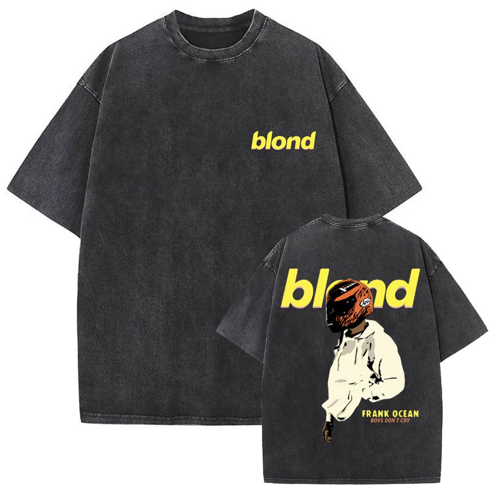 Washed Rapper Frank Vintage Oversized T Shirts Men Ocean Hip Hop Trend T Shirt Blond Pop Music Tshirts Male Fashion Streetwear
