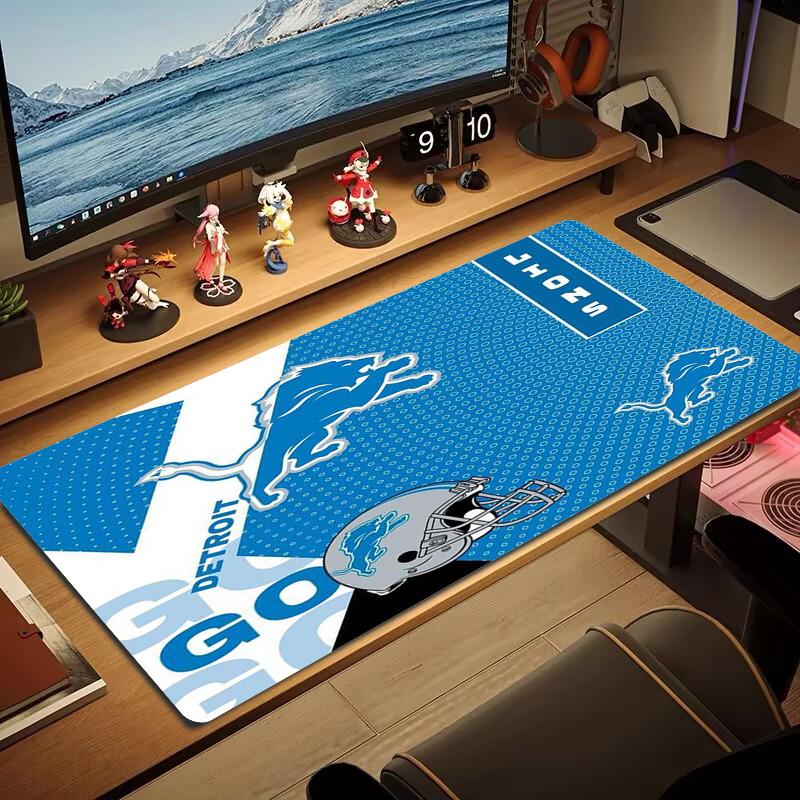 Detroit Lions Logo Color Mouse Pad Large Gaming Table Cushion Non-slip Laptop Tablet Big Mousepad XXL Mat Mini PC Playmat With Lock Edge