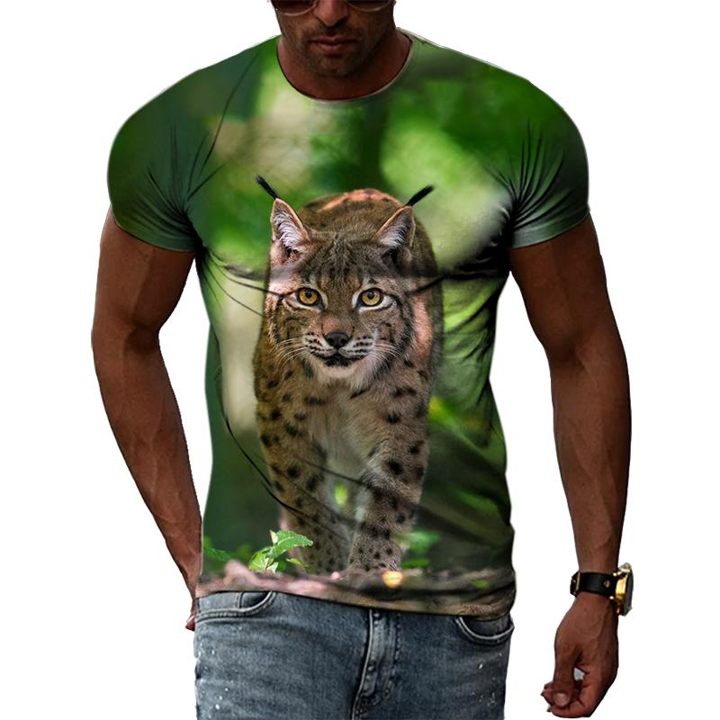 

Летняя мода, футболки с рисунком рыси, мужские футболки в стиле хип-хоп, уличный стиль, забавные футболки, трендовые повседневные топы с круглым вырезом и короткими рукавами с принтом 5XL