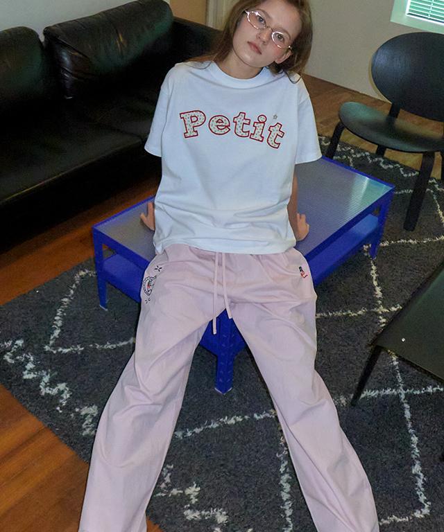 RONRON Point Embroidered Banding Pants Soft Pink