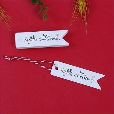 100PCS Matte Finish Christmas Gift Tags with String - Holiday Present Labels with Merry Christmas Lettering Design