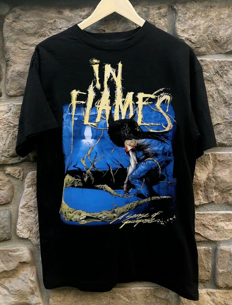 In Flames Band Short Sleeve Cotton Black All Size Men Unisex T-Shirt XXXXL