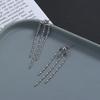 Tassel Wavy Long Earring Wheathead Round Bead Back Pendant Earring Metal Without Piercing Wearable Ear Chain