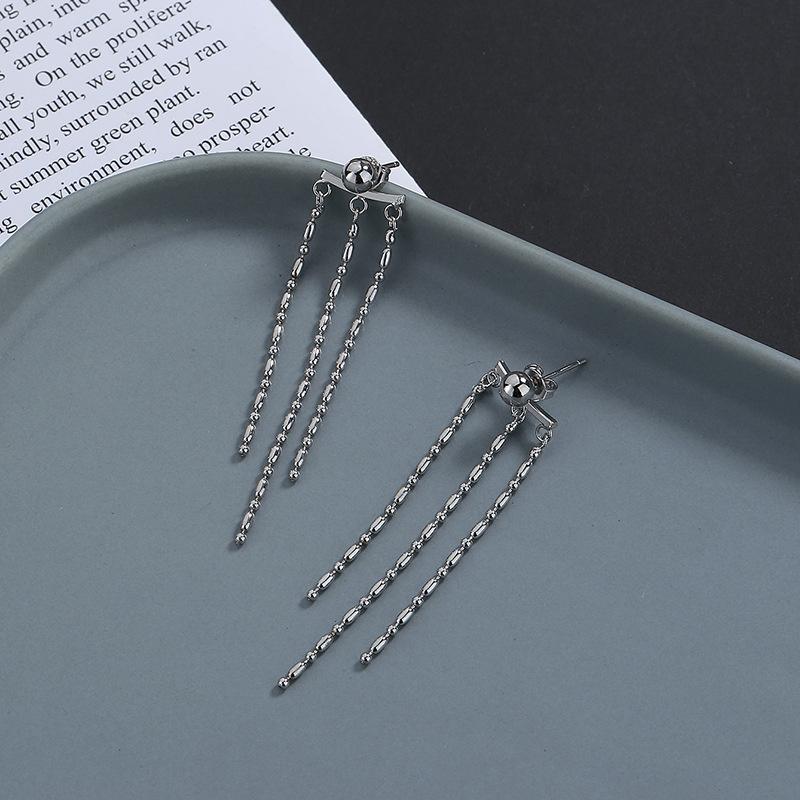 

Длинные волнистые серьги с кисточками, круглые бусины в форме пшеничной головки, серьги-подвески из металла без пирсинга, носимая цепочка для ушей