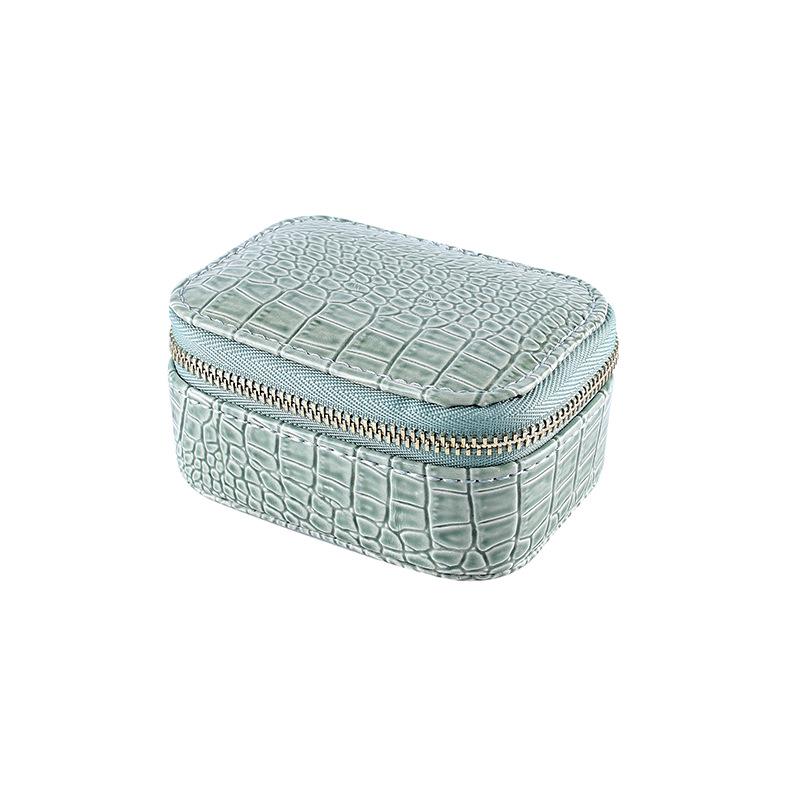 PU Leather Portable Jewelry Box with Zipper - Bracelet, Earrings, Ring Storage